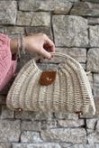 Marea Raffia Shell Crossbody Clutch Bag Light